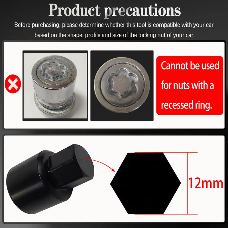 C-Wheel Locking Nut Key Compatible with Toyota Models, Lexus, Tacoma, Wheel Lock Nut Socket Adapter Set, Wheel Anti-Theft Lug Nut Removal Tool Socket C