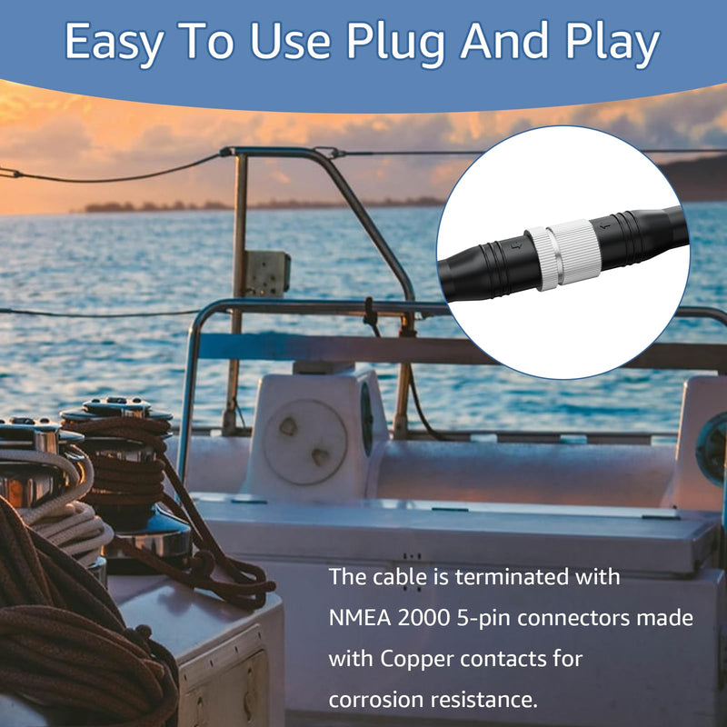 Sigely 2 Meter NMEA 2000 (N2K) Backbone Drop Cable, 6.5 FT Extension Cable for NMEA 2000 Network Compatible with Lowrance Simrad B&G Garmin Device