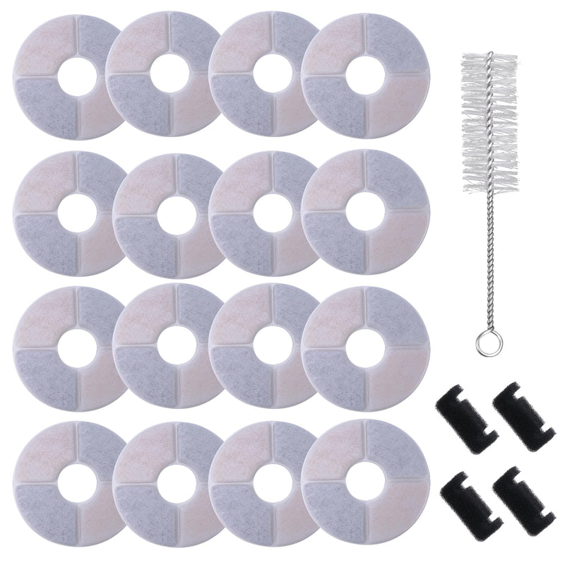 16 Pack Cat Water Fountain Filters Compatible with Pawtners WF008A, 4L/135oz Fountain, Long-Lasting Supply with 4-Layer Filtration, Activated Carbon, Ion Exchange Resin, Maifan Stone & Nonwoven Fabric 16 Filters + 16 Sponges | Value Pack