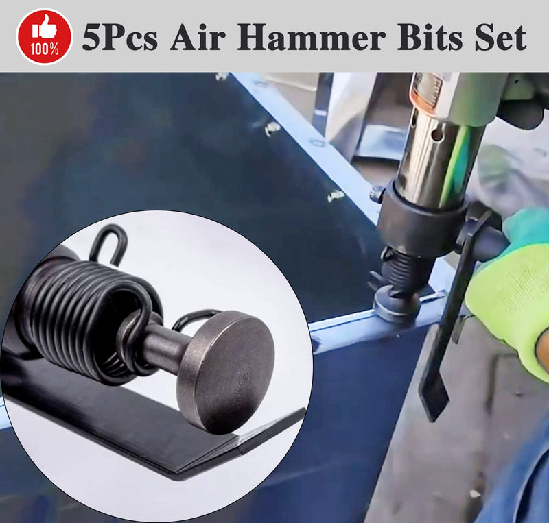 Smoothing Air Hammer Bits Set, 5Pcs Smoothing Air Hammer Tool Kit Air Hammer Atachments Air Chisel Bits, Extended Length Pneumatic Hammer Bit with Spring, Power Hammer Drills Tools & Home Improvement 5pcs smoothing air hammer bits