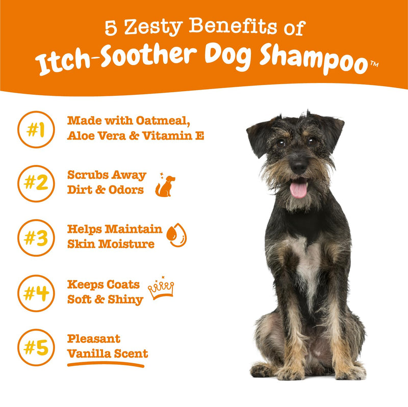Dog Shampoo with Oatmeal & Aloe Vera - Grooming Pet Wash for Itchy & Sensitive Skin + Dandruff & Coat - Gentle Anti Itch Formula - Vanilla Bean Scent - 16 OZ - PawsPlanet Australia