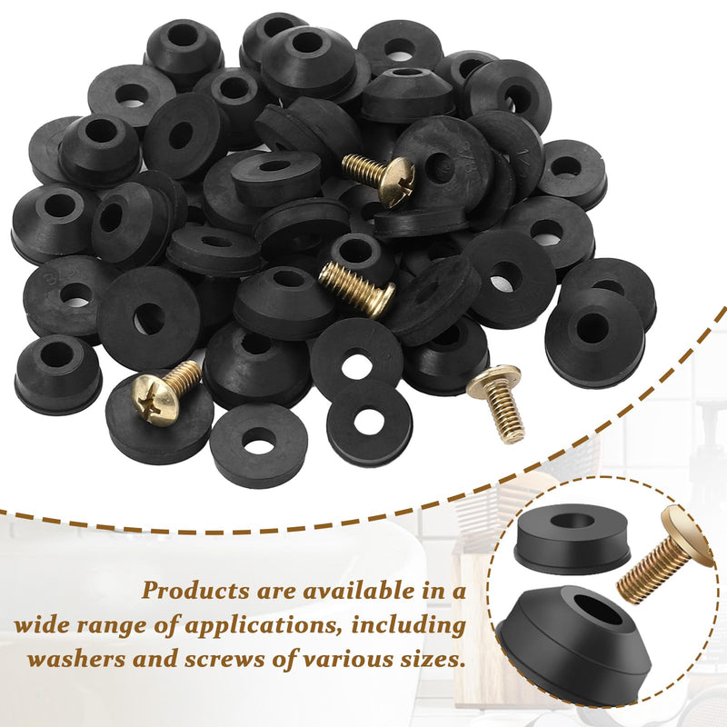 Hose Bib Repair Kit, 58 PCS Faucet Washers Assorted Kit Flat and Beveled Replacement Rubber Washers, Faucet Leak Proof Sealing Gasket Outdoor Faucet Repair Kit with Brass Bibb Screws