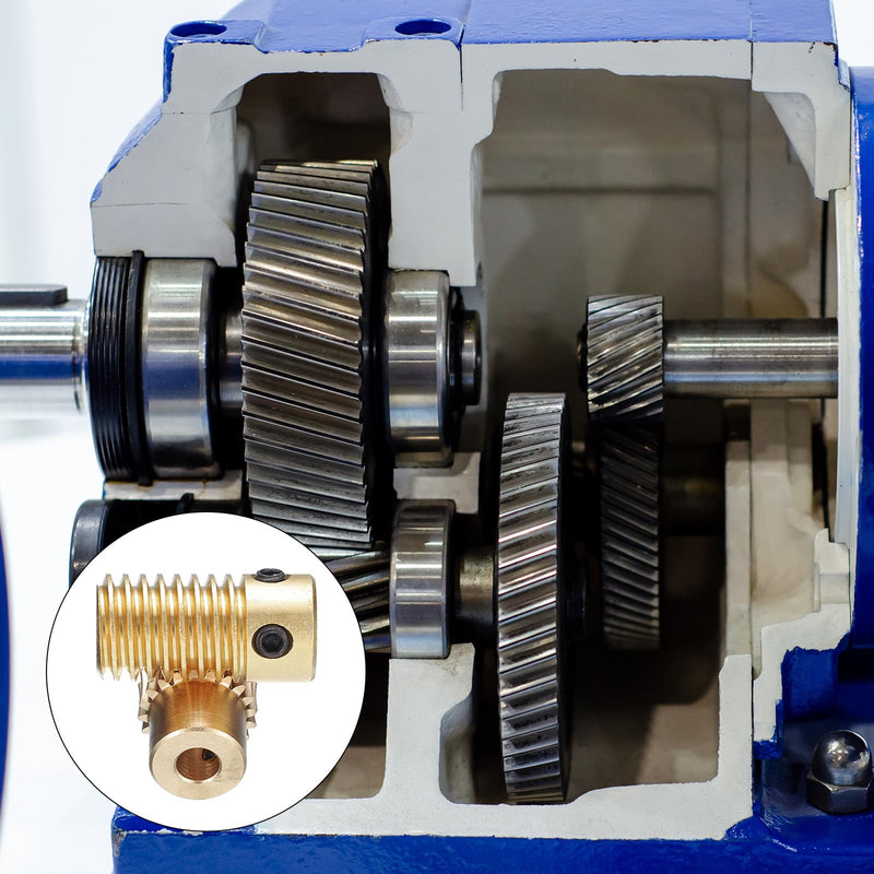 uxcell Worm Gear Set - 0.5 Module 20:1 Reduction Rate 5mm Hole Dia Gear Shaft and 4mm Hole Dia Gear Wheel 20T Drive Gear Box (Brass)
