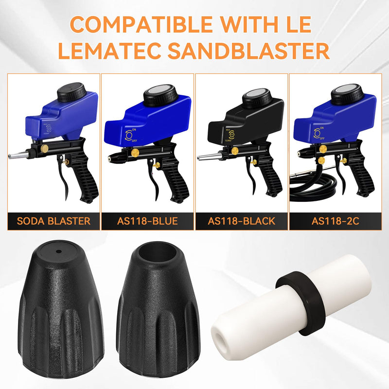 Sand Blaster Long Nozzle Walnut Blasting Kit Compatible with Le Lematec Soda and Walnut Blaster