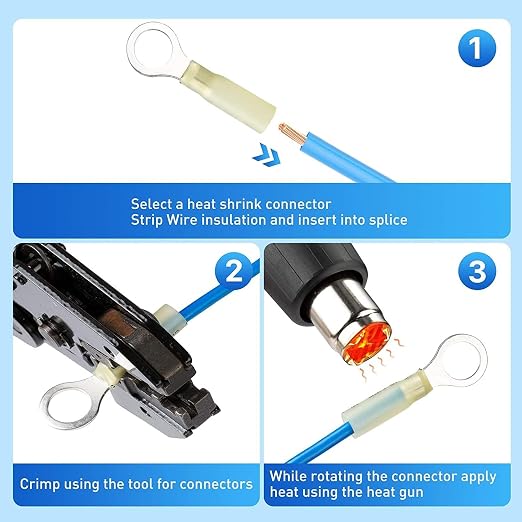 Wirefy Heat Shrink Wire Connectors Kit - a Resistant Electrical Connectors - Automotive Butt Connectors - Insulated Ring, Spade, Fork, Hook Crimp Terminals - 22-10 Gauge - 270 PCS 270 pieces kit - NewNest Australia