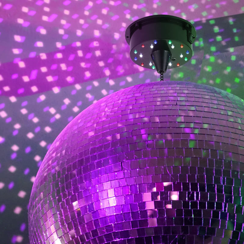 6RPM Rotating Disco Ball Mount Electric Motor with Lights 4 Colors for 6 8 12 Inch (Not Included) 2 Mode Christmas Party DJs Bands Pubs Weddings Night Clubs (Battery Style) Battery Style