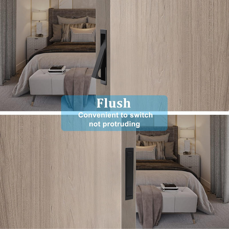 Dontay Pocket Door Pull Handle, Press Finger Edge Pull, Push Flush Mount Doors Pull for Pocket Sliding Doors, Recessed Rectangular Bypass Door Hardware, Cabinet Pull(2, Brushed Nickel)