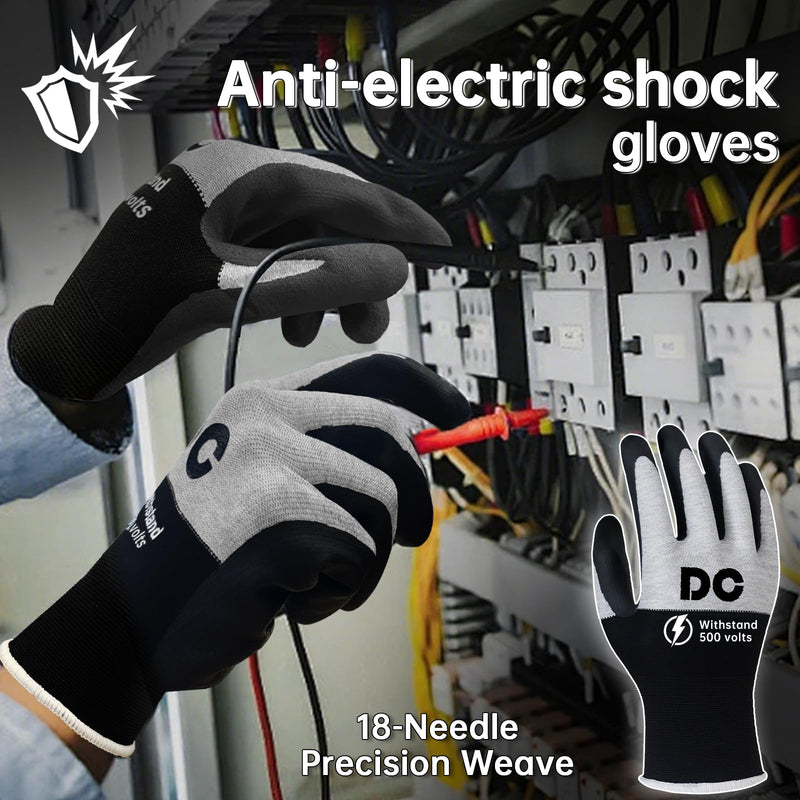 5 Pairs Insulated Electrician Gloves 500V Touch-Screen Voltage/Flame Retardant Work Gloves, Electrical Rubber Non-slip Texture Design for Electricians Prevent Shock (Large) 500V-5Pairs-L Large