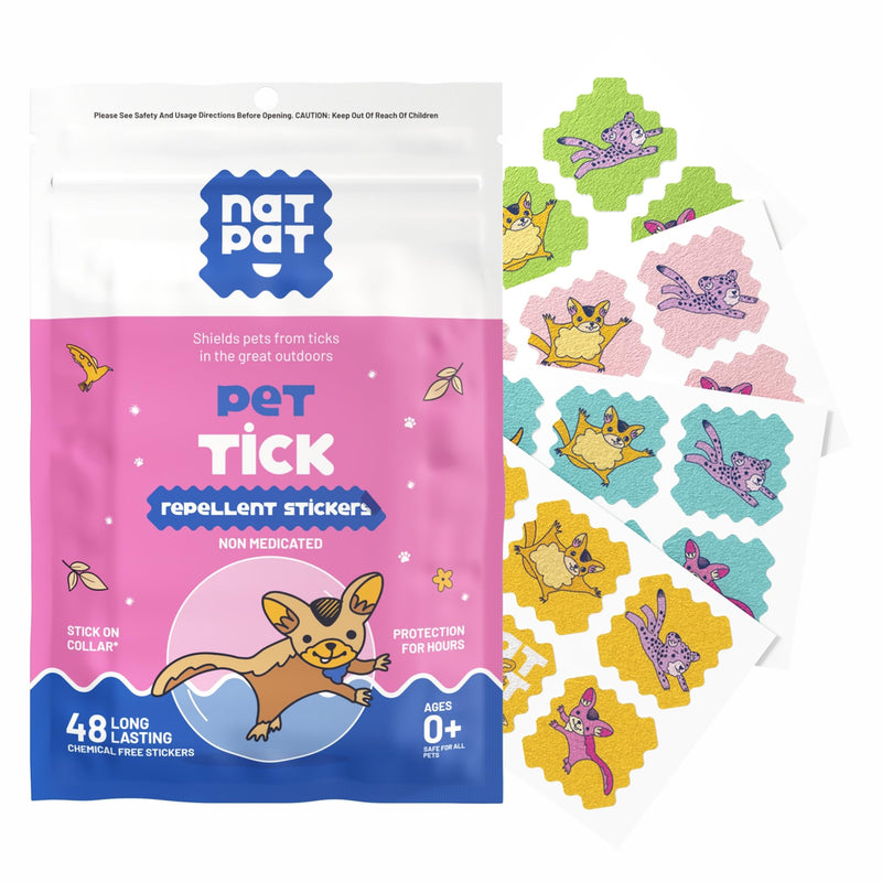 NATPAT Outdoor Pet Patches for Dogs & Cats | Plant Based Essential Oils | Safe for Pets | Non-Toxic, Easy to Apply - 48 Patches - Locket Sold Separately