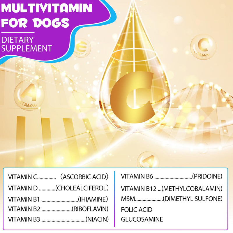 Dog Multivitamin Liquid Drops - 15 in 1 with Glucosamine, MSM & Cranberry, Supports Joint, Skin & Coat, Immune, Heart & Urinary Health, 2 fl oz for dog 1 pack