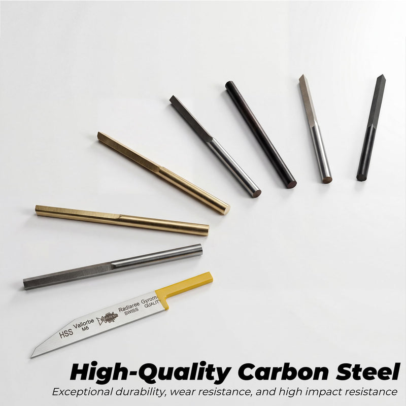 8PCS Rotary Tool Engraver Bits, 1/8” Carbon Steel Jewelry Engraving Knives Cutting Bit Set, Polishing Carving Bits for Pneumatic Impact Engraving Machine Pen, 1/8 Inch Shank