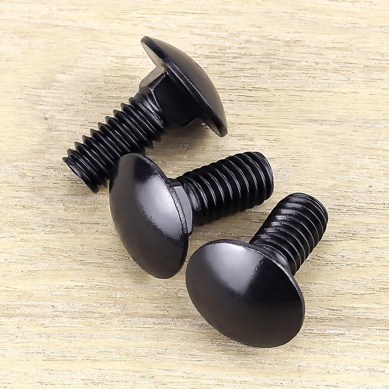 1/4-20 x 3/4" Black Steel Carriage Bolts, 304 Stainless Steel 18-8, Round Domed Head Square Neck Carriage Bolts Screws, Coarse Thread UNC, 25 PCS 1/4-20 x 3/4"