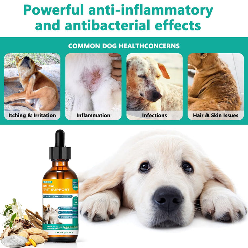 [2-Pack] Natural Yeast Drops for Cats & Dogs - Ear Care Support for Pets Relieves Ear Itching - Reduces Inflammatory Irritation - Soothes Skin Allergies & Itchiness Herbal Drops Supplement