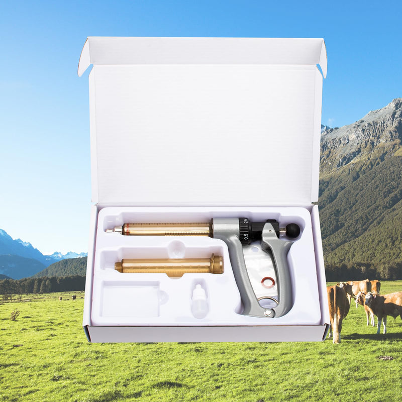 25ML Semi-Automatic Adjustable Injector Syringe, Precision Syringe Pump - Adjustable 0.5ml to 2.5ml Range for Fast Continuous Injection in Pigs, Cattle, Chicken, Goat, and Other Livestock 25ml