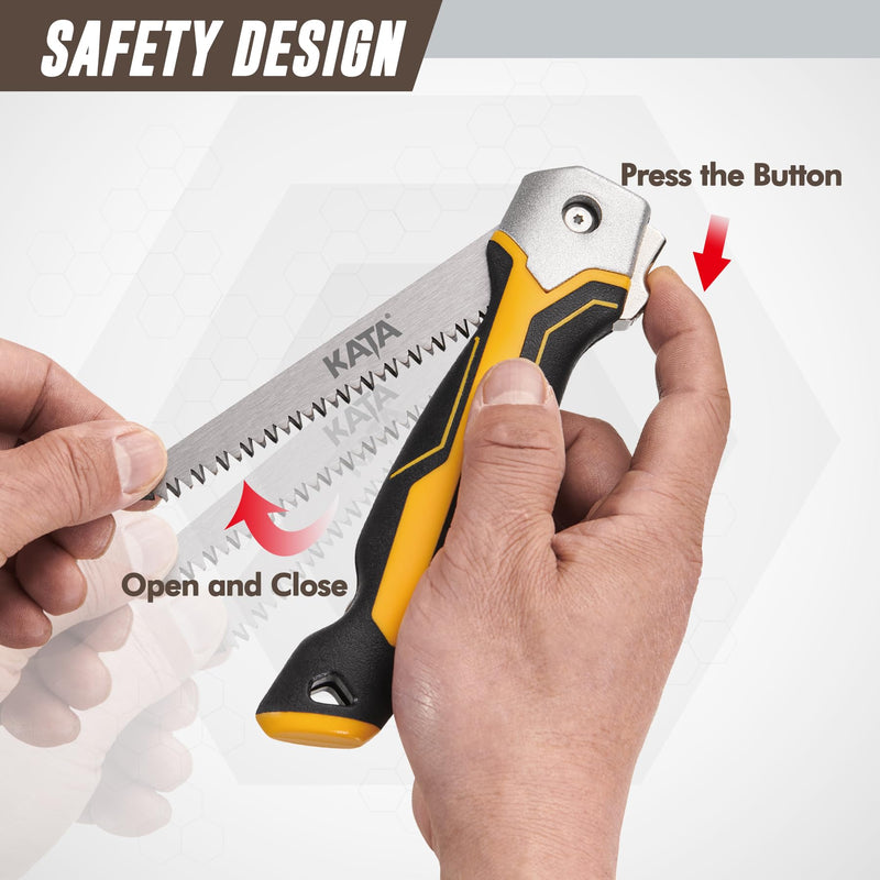 KATA Folding Jab Saw/Drywall Saw, Sheetrock Saw with Soft Grip Handle, Hand Saw, Hacksaw with 65Mn Steel Blade for Wallboard, Plywood and PVC