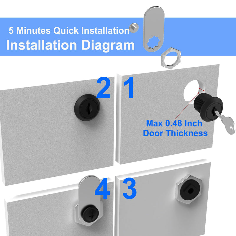8 Pack Cabinet Locks with Key, 5/8" Cam Lock Keyed Alike, RV Locks for Storage Door Secure Files Drawers Toolbox Mailbox RV Door, Zinc Alloy 8 Pack 5/8 Inch Silver
