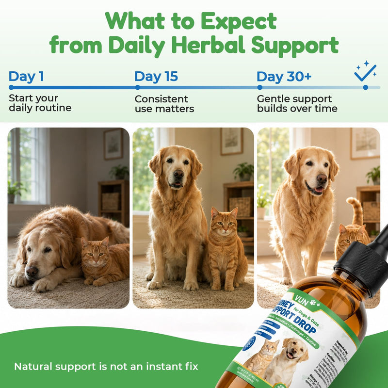 VUN Kidney Support Supplement for Dogs & Cats,Liquid Herbal Kidney&UTI Support for Kidney Urinary and Bladder Function, Fluid Balance & Energy, Easy Drops for Senior & Sensitive Pets, 60ml