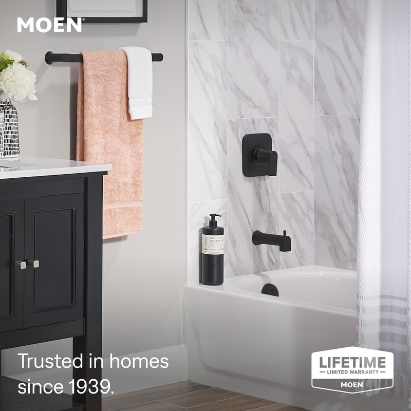 Moen Genta LX Matte Black Pressure Balancing Modern Shower Lever Handle, Posi-Temp Valve Required, T2471BL 7.72 x 7.87 x 4.57 inches (Pack of 1)