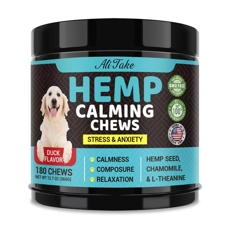 Hemp Calming Chews for Dogs - Dog Calming Treats Anxiety Relief 100% Golden Ratio of Natural Ingredients Calming Dog Treats, Aid with Separation, Barking, Stress Relief, Thunderstorms (Duck) Duck