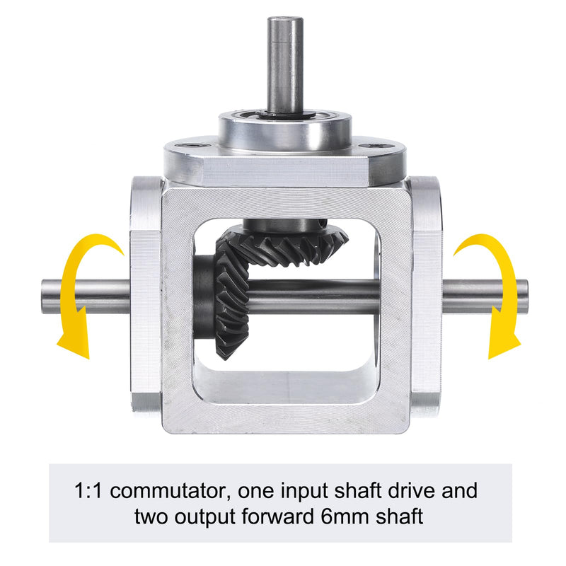 uxcell Gear Box 90 Degree Right Angle Bevel Gearbox 1:1 Forward Double Output Shaft 1 Module 20 Teeth Bevel Gear Aluminum Frame Simple Mechanical DIY Module with 6mm Shaft