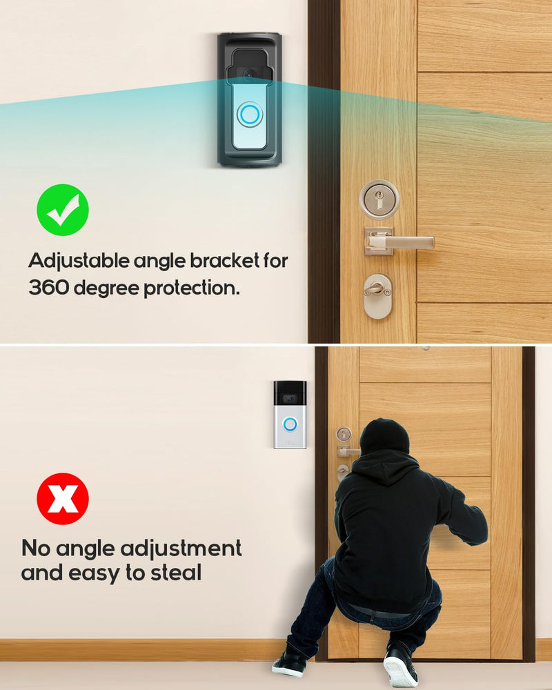 Adjustable 360° Degree Doorbell Angle Mount Compatible with Ring/Blink Wireless Video Doorbell/Ring Battery Doorbell Plus/Pro Mount, Ring Camera Holder Doorbell Door Mount no Drill