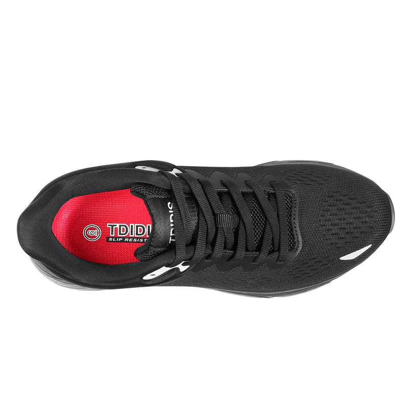 Black Non Slip Work Shoes for Women, Water-Resistant Kitchen & Restaurant Sneakers, Cushioned Thick Midsole for All-Day Standing, Chef & Food Service Footwear 8 Black-mesh