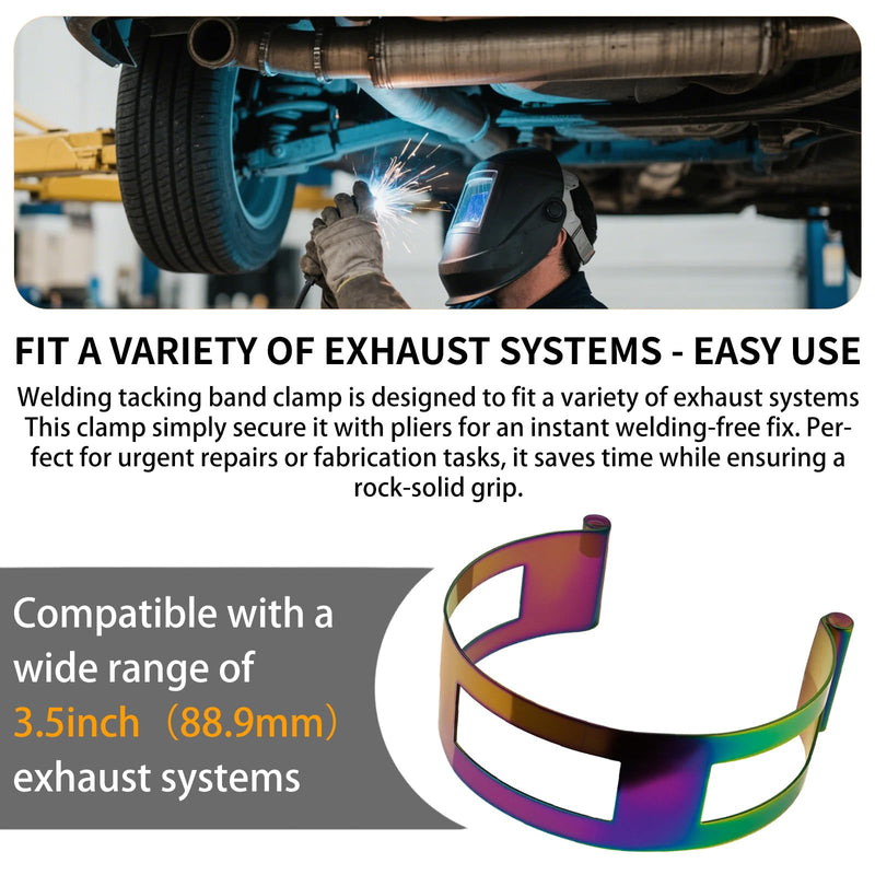 Stainless Steel Exhaust Clamp Tacking Band Clamp-On For Welding (3.5inch) 3.5inch