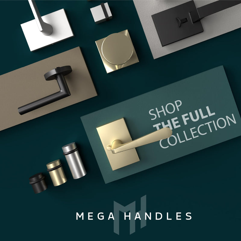 Mega Handles Schein Privacy Door Handle - 1 Pack Interior Reversible Gold Door Handle, Heavy Duty Bed & Bath Door Handles with Privacy Door Lock, Fits All Standard Doors - Satin Brass