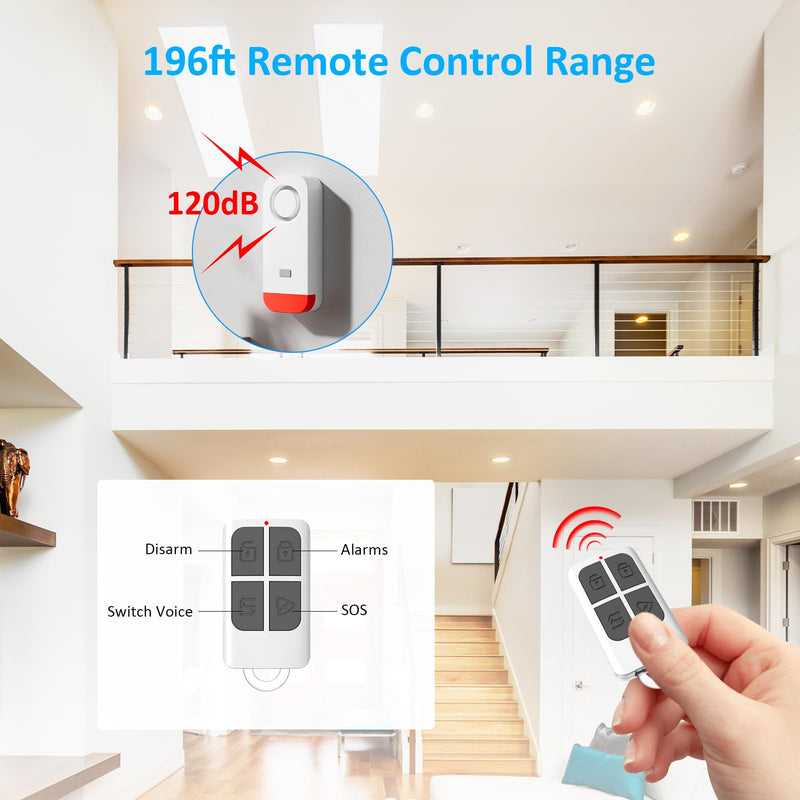 Door Chime When Opened, Window and Door Opening Sensor Alarm for Home Security / Kids Safety / Business Entering, 120dB Burglar Alert, 500FT-Range 52-Tunes 5-Volume, 1 Receiver + 2 Sensors, White