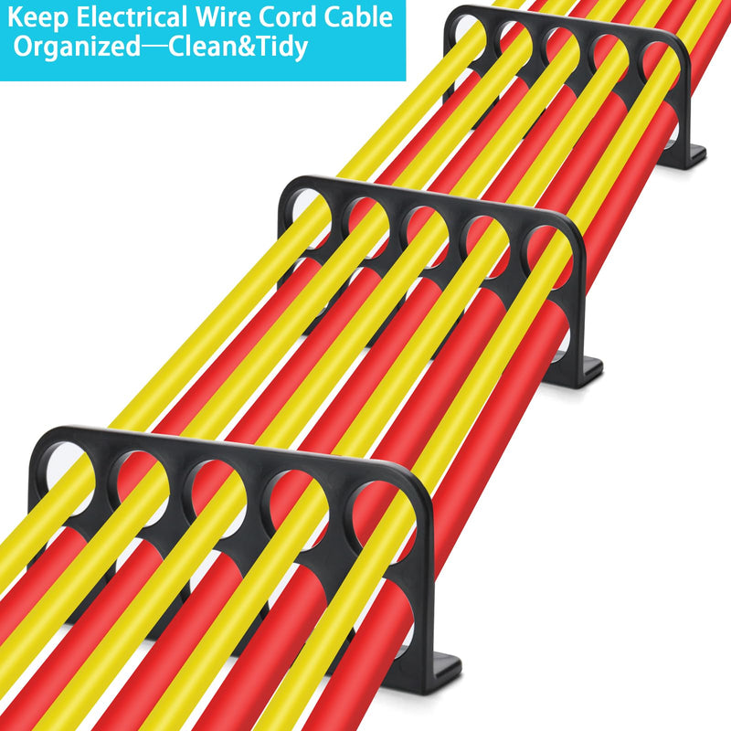 20Pack Cable Chase-Wire Bracket,Cable Support Wire Bracket Holder for NMB Electrical Cord Organized Management,Labor Time Saving,1" with 10-Hole Design Black 20 Pack