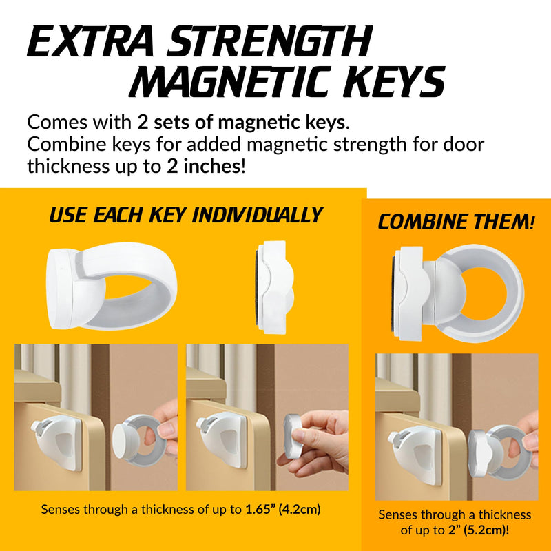 UPGRADED LICYFERN Magnetic Cabinet Locks (8 Locks & 2 Keys) - Invisible Baby Proofing Child Safety Lock & Keys – Easy to Install, Home & Kitchen Cabinet Magnetic Drawer Locks