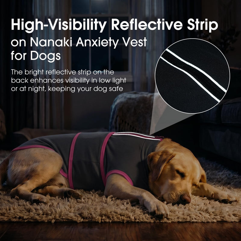 Nanaki Lightweight Noise Reduction Thunder Vest for Dogs Anxiety Calms Dog | Gentle pressure,Reflective strip,adjustable,Ideal for sleep & grooming, storm, fireworks, Ease car rides,separation anxiety Grey X-Large
