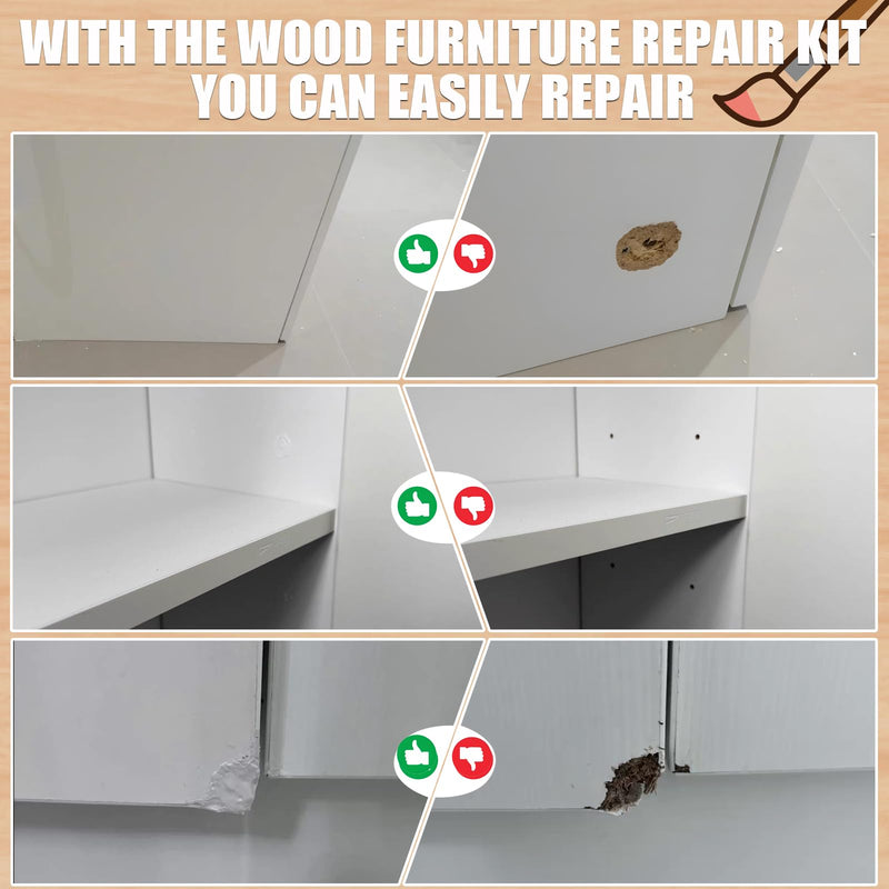 Wood Furniture Repair Kit (White/White Stain) for IKEA White/White Stain for Hemnes / Kallax / Bestå / Malm / Brusali / Pax / Nordviken / Storklinta / Gullaberg / Billy / Alex / Lagkapten / Lack / Micke