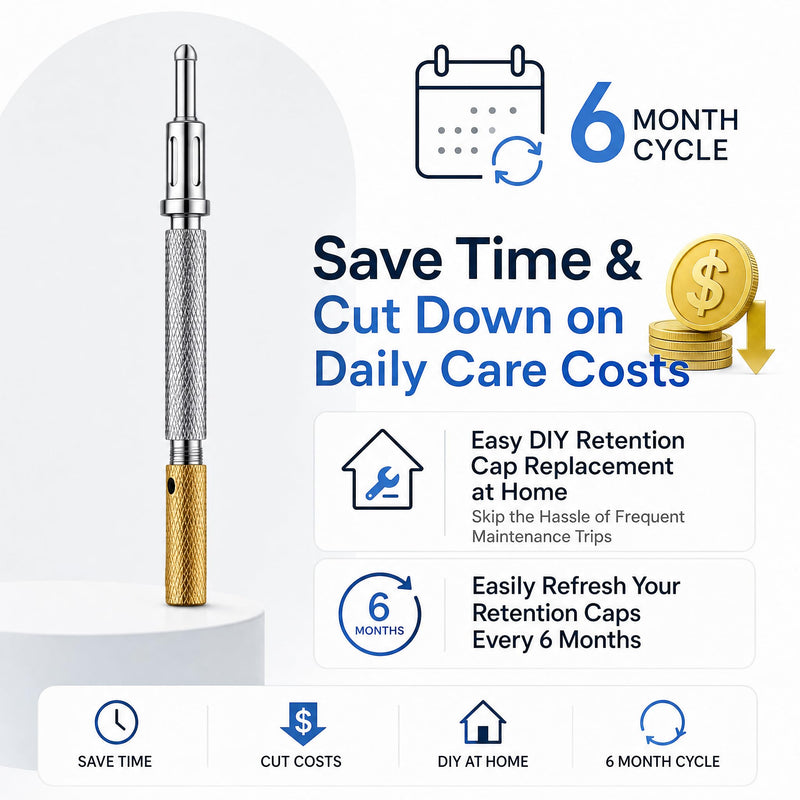 Universal Locater Core Tool for Male Retention Inserts Caps Insertion & Removal | Bar Removal Male Cap | 303 Stainless Steel, Detachable 3 Segments: 1.1/2.1/0.75in Each, Total 3.3in