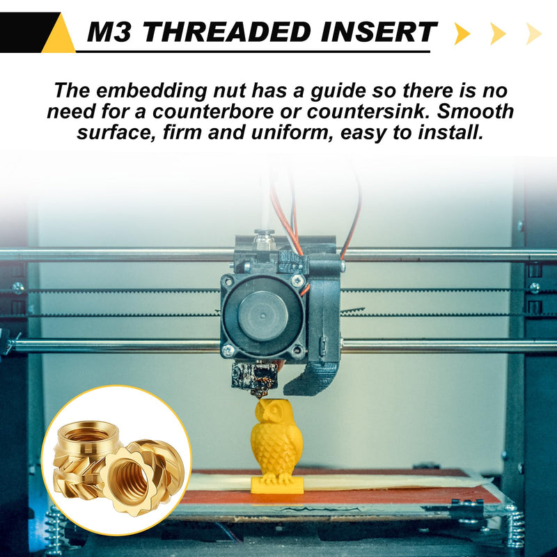 300 Pcs M3 Heat Set Inserts M3 x 4mm x 5mm M3 Threaded Insert 3D Printer Brass Inserts Knurled Metric Threaded Inserts Nuts for Plastic, 3D Printing Components 300