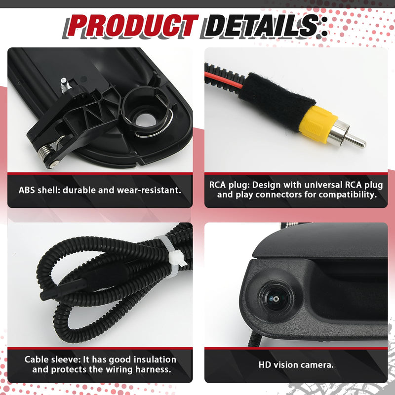 Rear Tailgate Trunk Handle w/Backup Camera Comes with RCA Plug Parking Guideline for F150 F250 F350 F450 F550 1997-2007 for Explorer Lobo 2001-2005 7L3Z-9943400-AA F150-F550 1997-2007