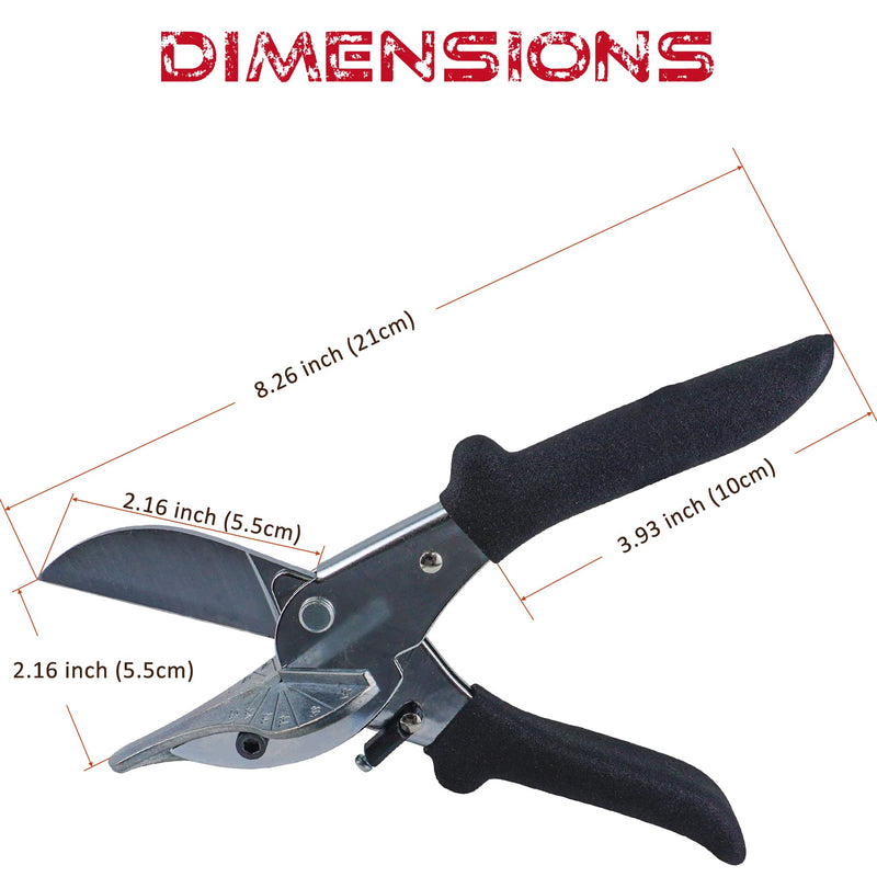 JAVIKA Multi Angle Miter Cutter, Wiring Duct Shears Cutting 45-120 Degree | Angular Scissor Soft Wood, Plastic, PVC, Rubber Materials Molding and Trim, Chamfer and Quarter Round Cutters
