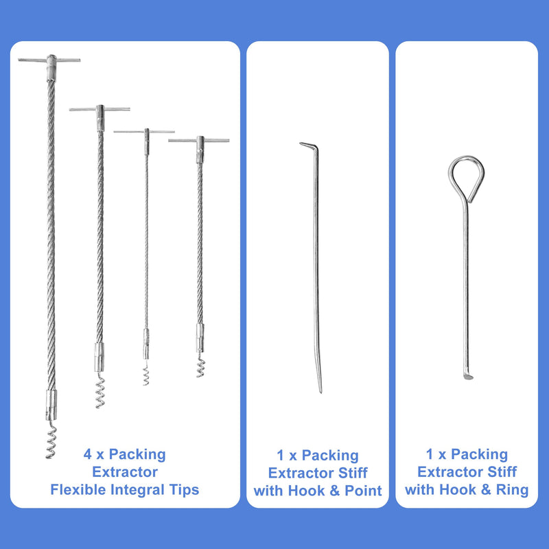 AIWFL 6pcs Packing Extractor Set Stainless Steel Packing Tool Set Flexible Packing Hook Sets