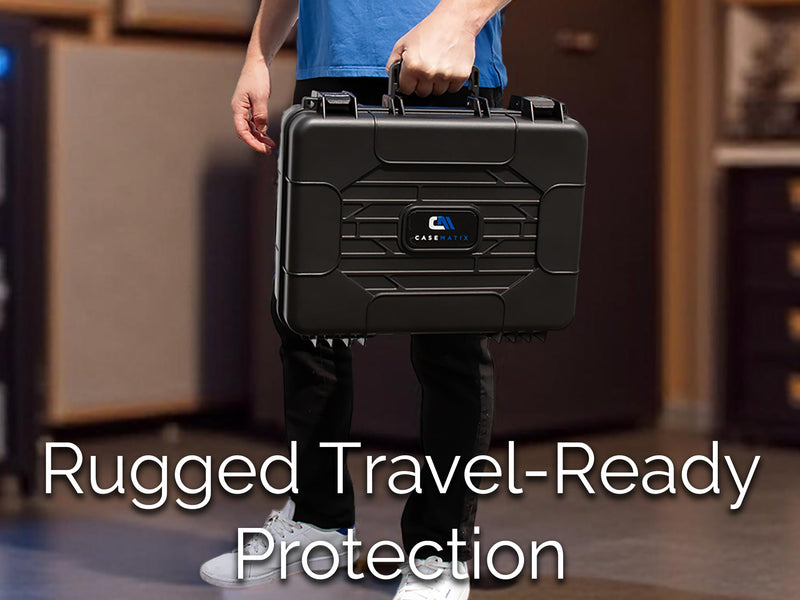 CASEMATIX Projector Hard Case with Custom Foam Compatible With Epson VS240, EX3240, VS345, VS340, VS335W, EX7240 Pro, EX5240 – Travel Case with Hard Shell Protection – Fits Up to 14.5" x 10.5" x 4.5"