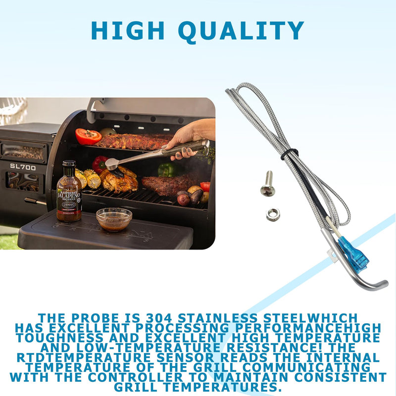 RTD Temperature Sensor Probe Replacement for Louisiana Pellet Grill& Country Smoker Grills Series LG900,SL700,LG1200BL,LG1000BL,Replace Part 50151,for Louisiana Grills Parts