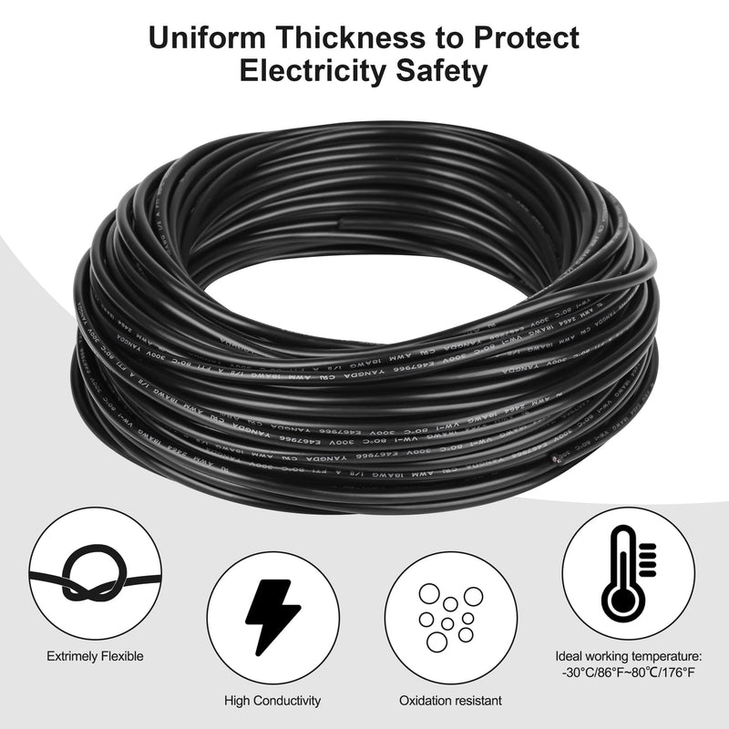 18 Gauge Electrical Wire 2 Conductor,18 AWG Electrical Wire Stranded PVC Cord Oxygen-Free Copper Cable,50FT Pure Copper Electrical Wire Cord for LED Lamp Lighting Strips Automotive… 50FT 18AWG-2C