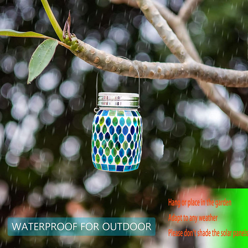 Mosaic Solar Lanterns Outdoor Hanging Lights, Garden Decor Christmas Gifts for Women Mom Grandma Halloween Decor Lights, Outdoor Waterproof Lights, Garden,Patio,Pathway & Yard Décor