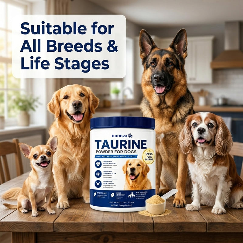 Taurine Powder for Dogs – Supports Heart, Vision, Energy, Skin & Coat Health, Easy to Mix in Food, 200g