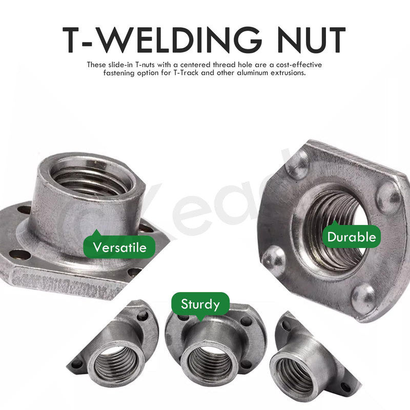 Keadic 15Pcs M10 Tab Base UNC Carbon Steel Weld Nuts, 4 Projection Screw-in Flange Insert Female Thread T-Nut for Furniture