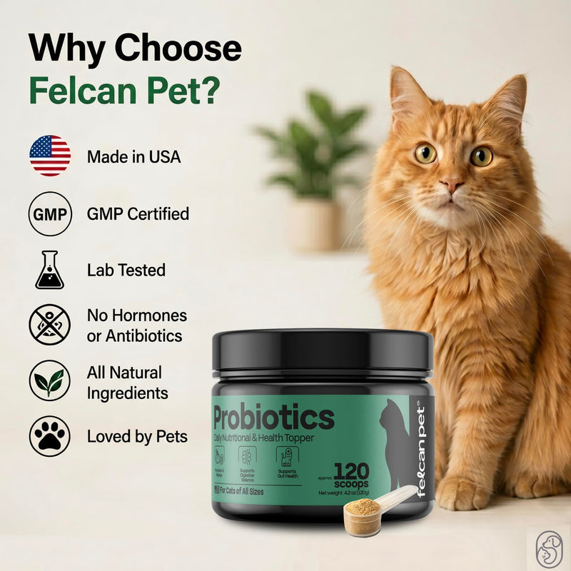 Cat Probiotic Powder for Digestive Balance & Gut Health – Daily Pet Supplement with Pumpkin, Papaya & 6 Probiotic Strains – Supports Gut Flora & Digestive Comfort – 120 Scoops