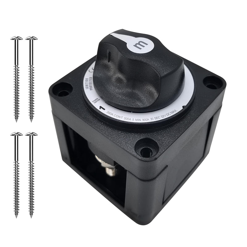 Boat Battery Disconnect Switch, Waterproof 32V On/Off Heavy Duty Switch for Car, RV, Truck, Black