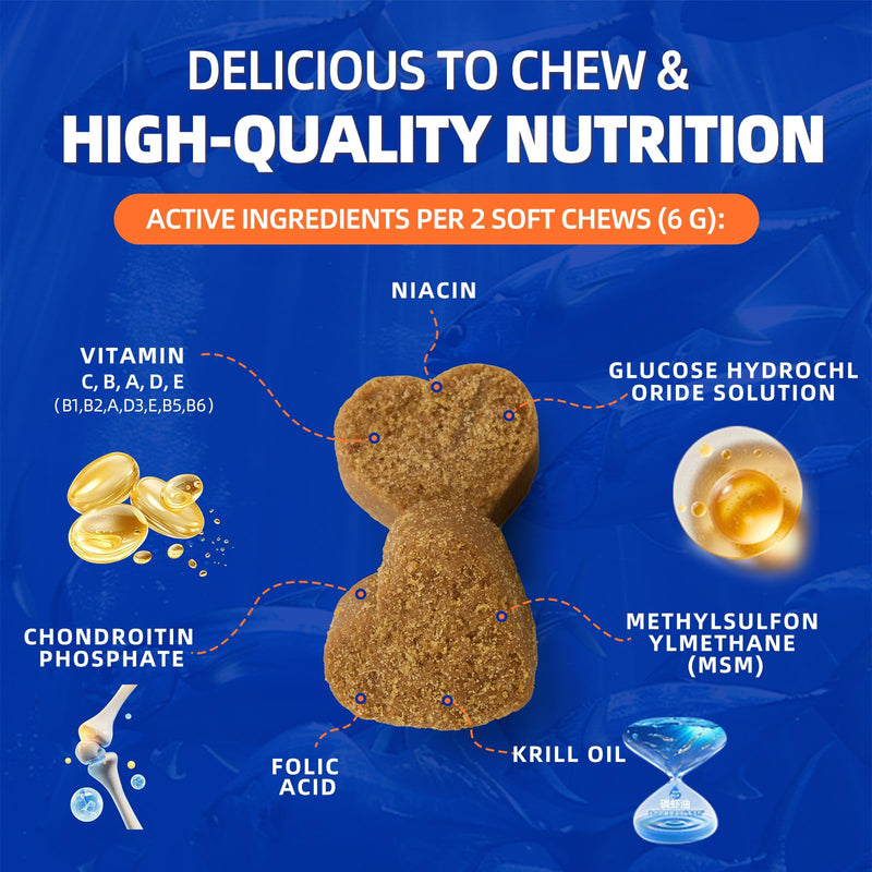 Dog Multivitamin Soft Chews — Glucosamine, Probiotics & Omega 3 for Hip & Joint Support, Skin & Coat, Immune & Digestive Health — Senior Dog Vitamins for All Breeds, Chicken Flavor, 15 Count 15 Chews*1