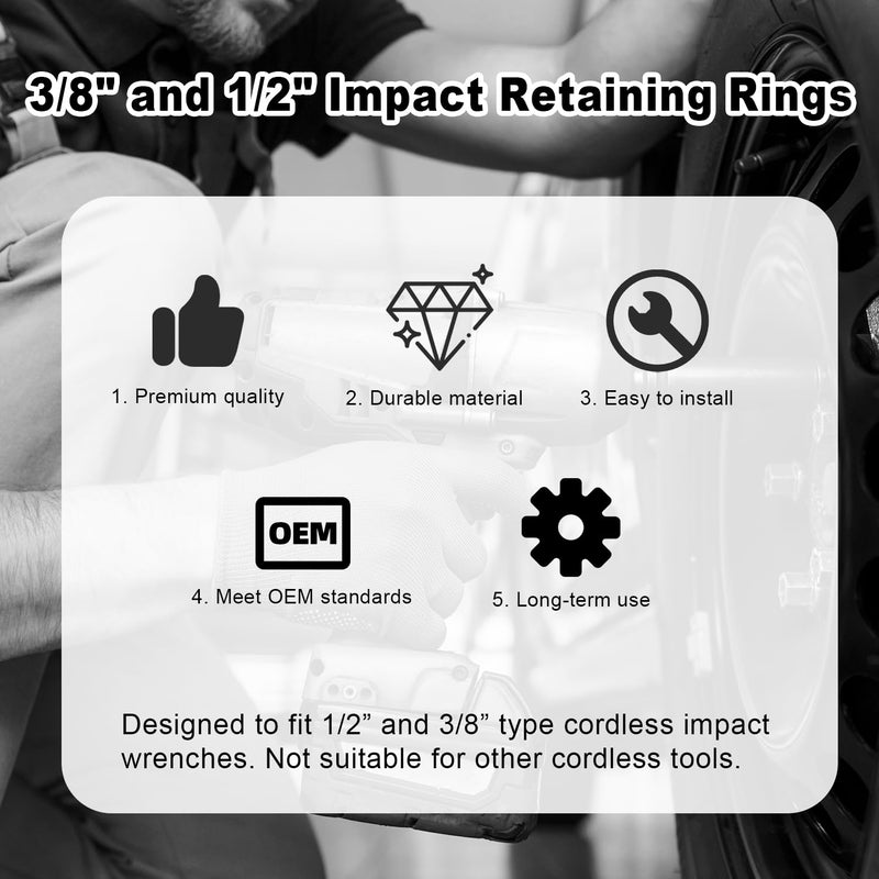 6 Sets 3/8" & 6 Sets 1/2" Impact Retaining Ring Clip Friction Rings with O-Ring, 1/2" & 3/8" Impact Wrench Socket Retaining Ring Clip for Electric/Pneumatic Type Wrench Retainer Anvil Install Tool