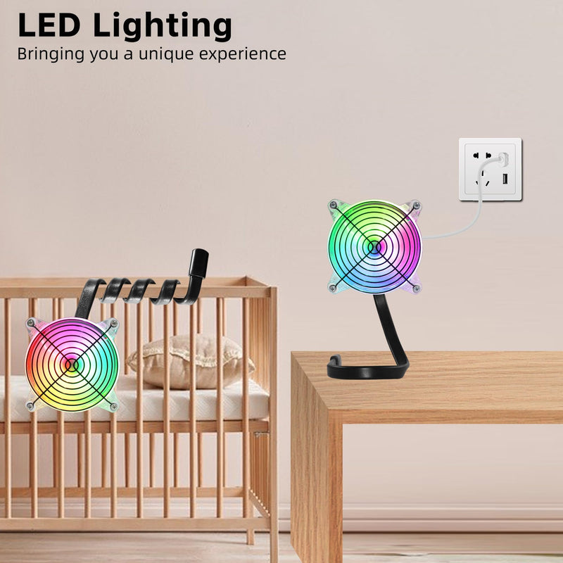 4.72in 120mm USB Cooling Fan with Gooseneck Mount and LED Light Quiet Fan Multicolored