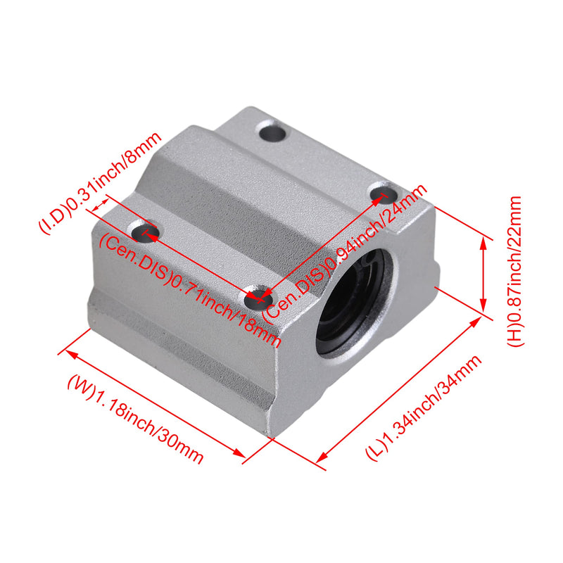 BQLZR SC8UU Linear Motion Ball Bearing CNC Slide Bushing 34.5mm Length Pack of 4 SCS8UU